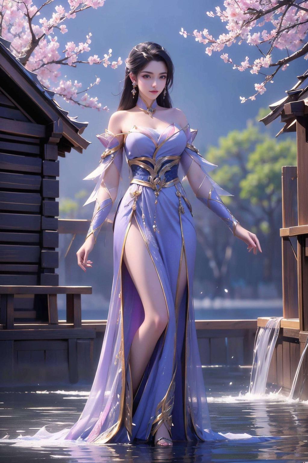 楚灵玉身着华丽礼服搭配独特iPhone潮图壁纸